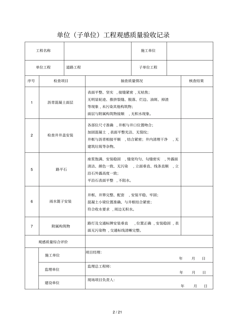 政道路工程竣工验收范本资料_第2页