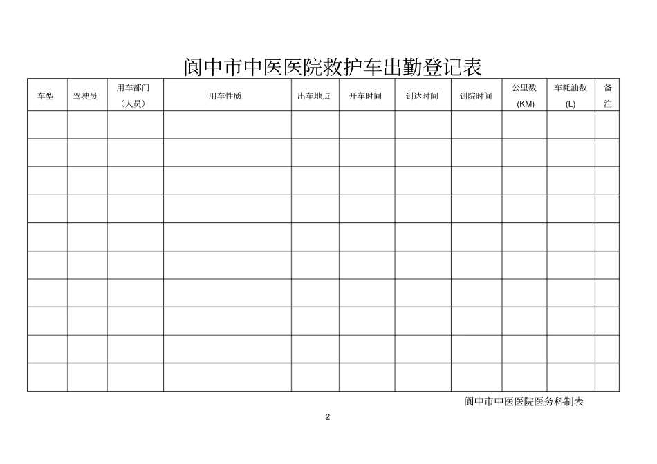 救护车出勤登记表_第2页