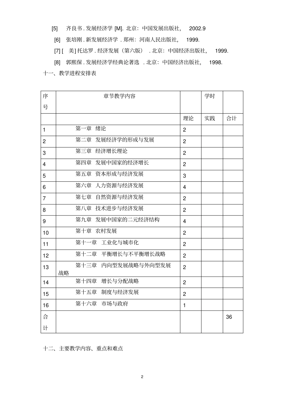 教学大纲发展经济学_第2页
