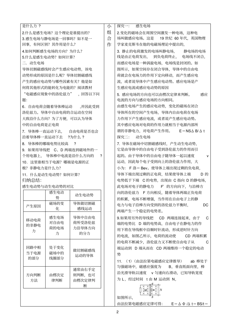 教学设计--电磁感应现象的两类情况_第2页