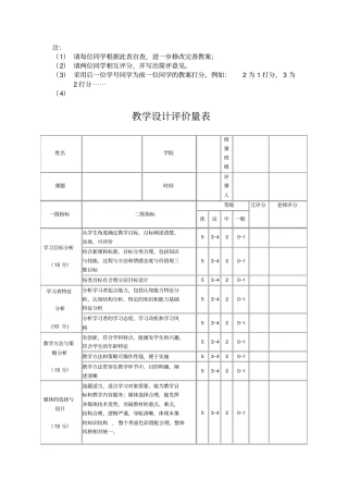 教学设计评价量表