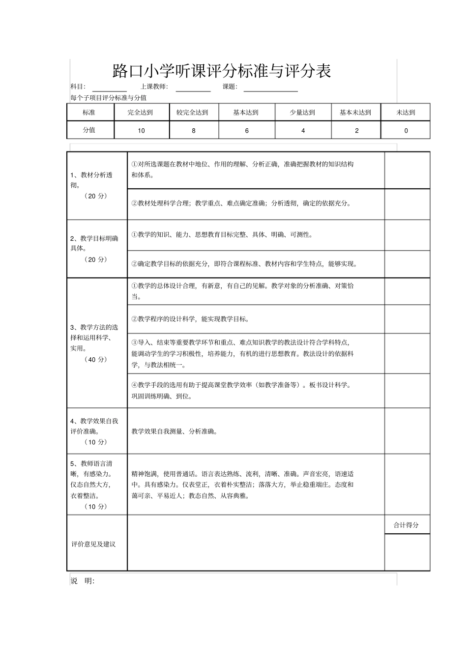 教师公开课评分表_第2页