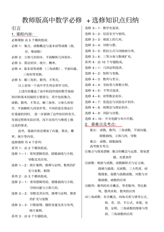 教师版整理全面高中数学知识点归纳总结