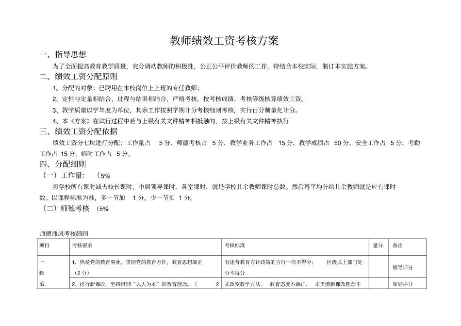 教师绩效工资考核方案_第1页