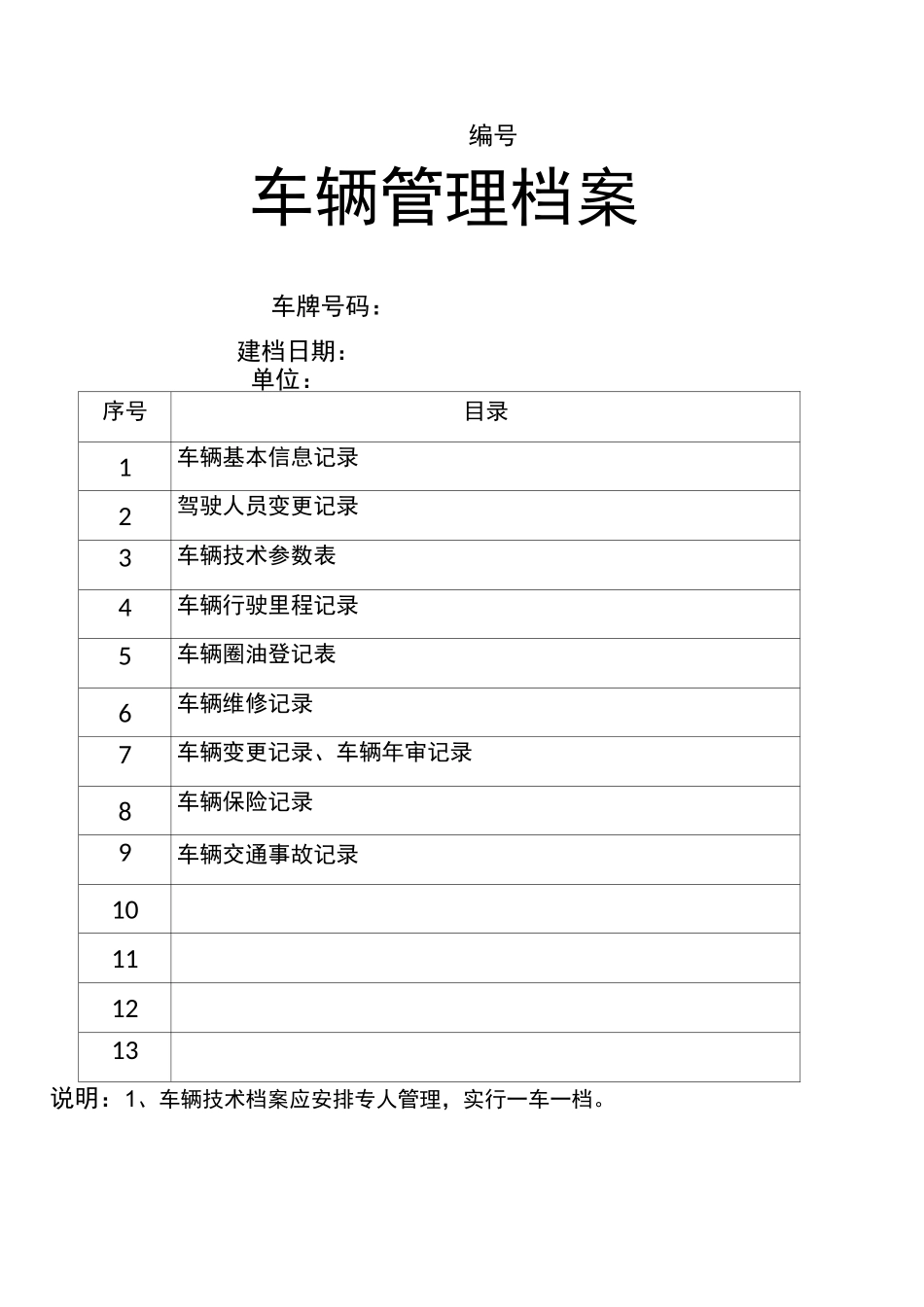 车辆档案公务用车一车一档_第1页
