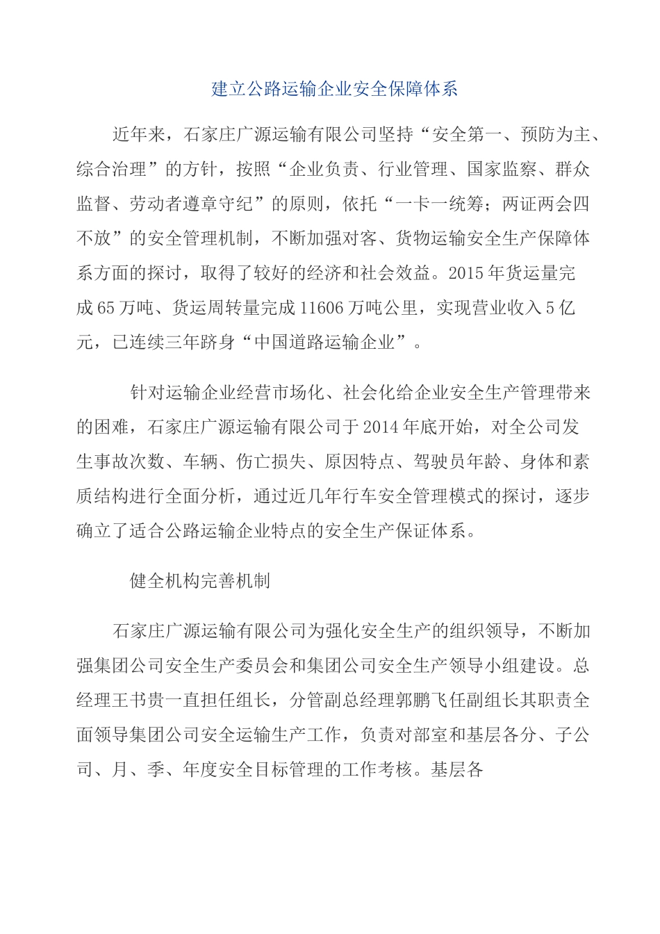 运输集团公司安全保障体系_第1页