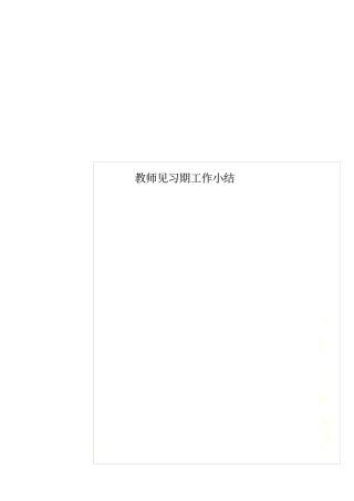 教师见习期工作小结