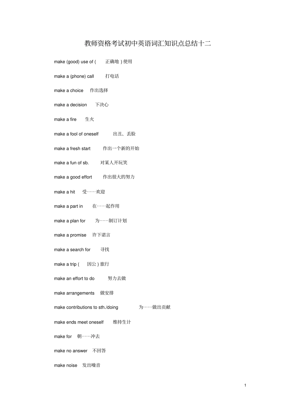 教师资格考试初中英语词汇知识点总结十二_第1页
