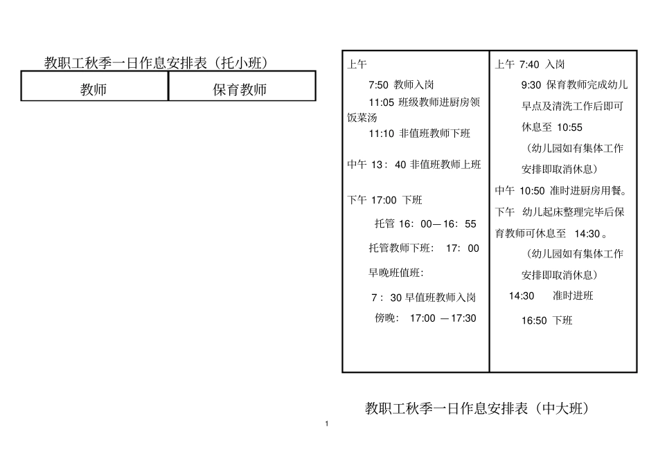 教职工春季一日作息安排表_第1页