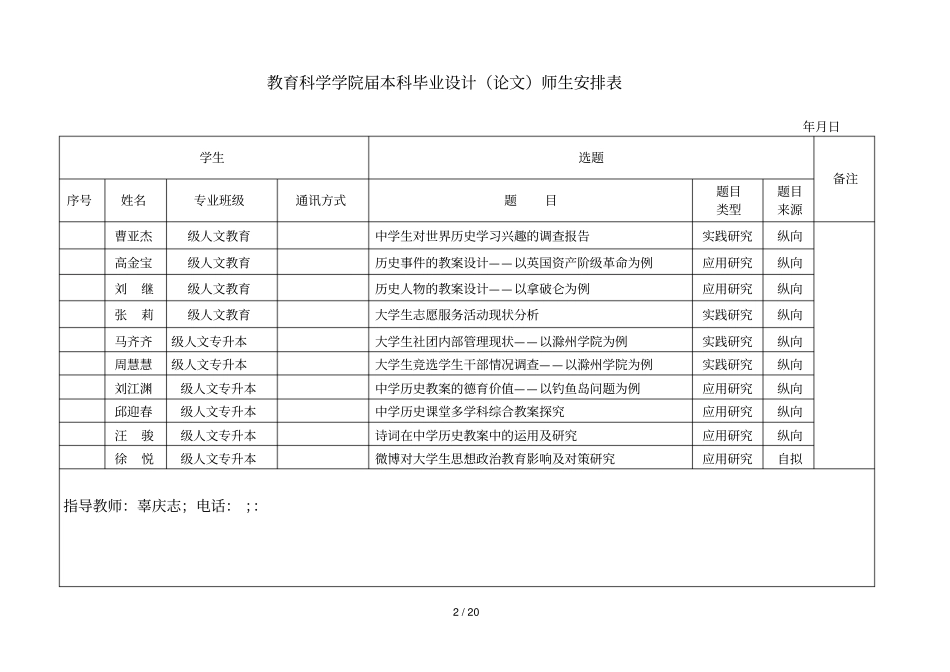教育科学学院届本科毕业设计师生安排表_第2页