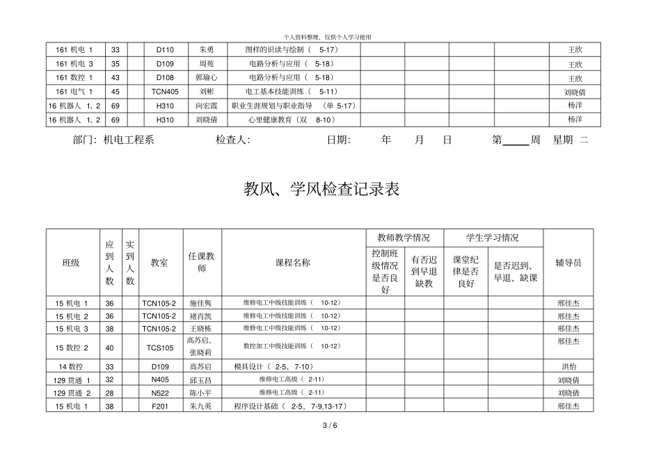 教风、学风检查记录表_第3页