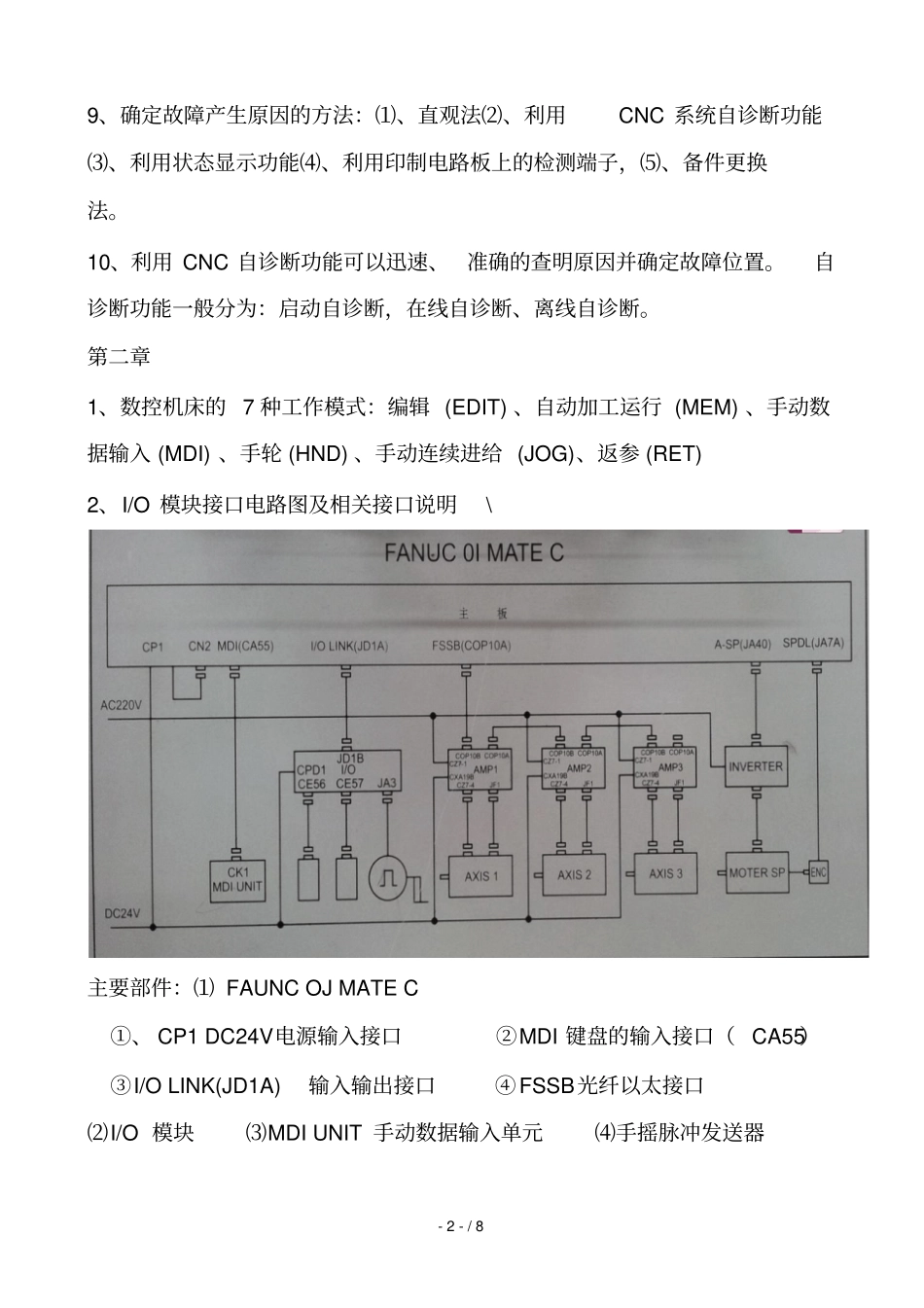 数控机床故障诊断与维修复习考试笔记_第2页
