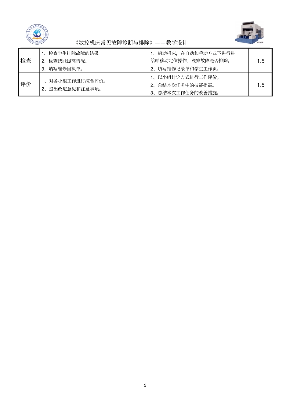 数控机床进给轴定位不准故障的诊断与排除教学设计概要_第2页