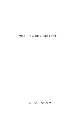 数码科技有限责任公司创业项目计划书