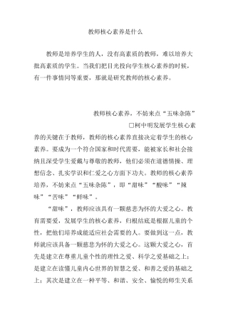 教师核心素养是什么
