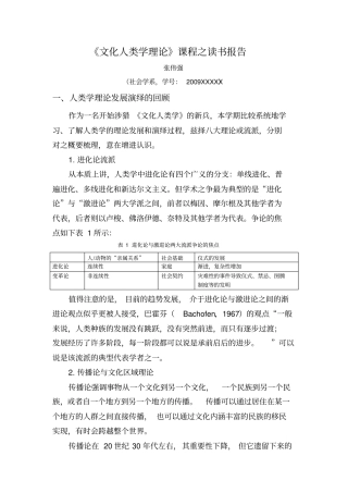 文化人类学课程之读书报告