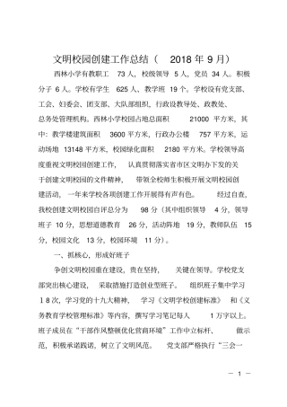 文明校园创建工作总结2018年9月