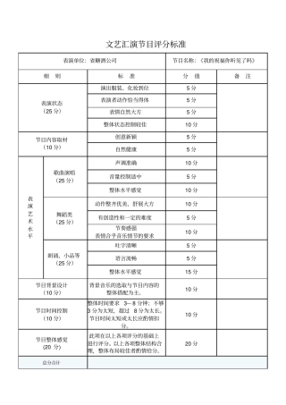 文艺汇演节目评分标准