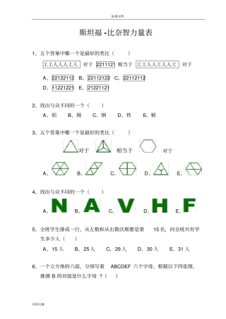 斯坦福-比奈智力量表整理版17884