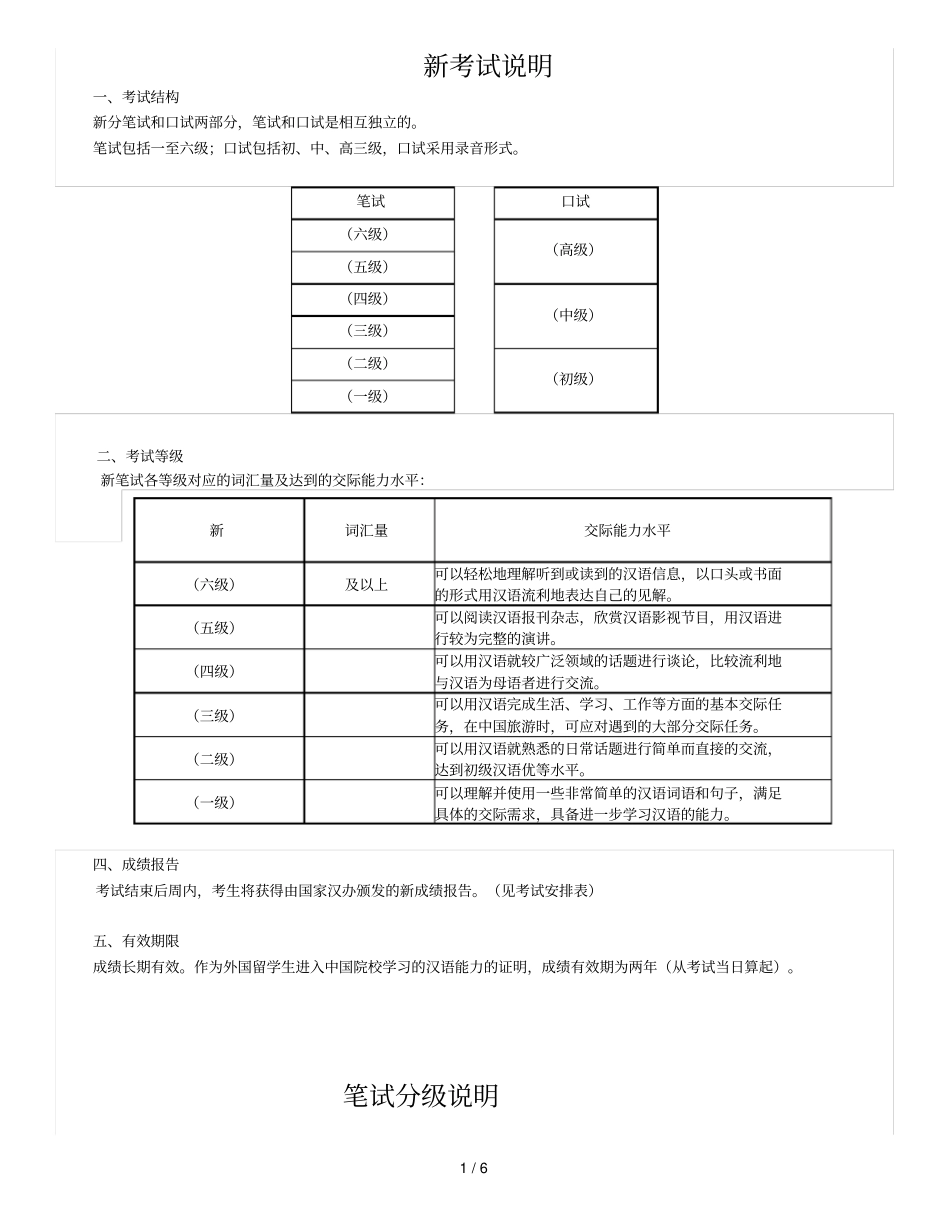 新HSK考试说明_第1页