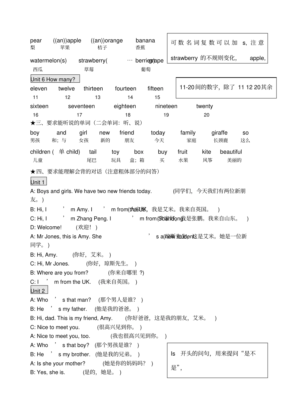 新PEP小学英语三年级下册总复习资料_第2页