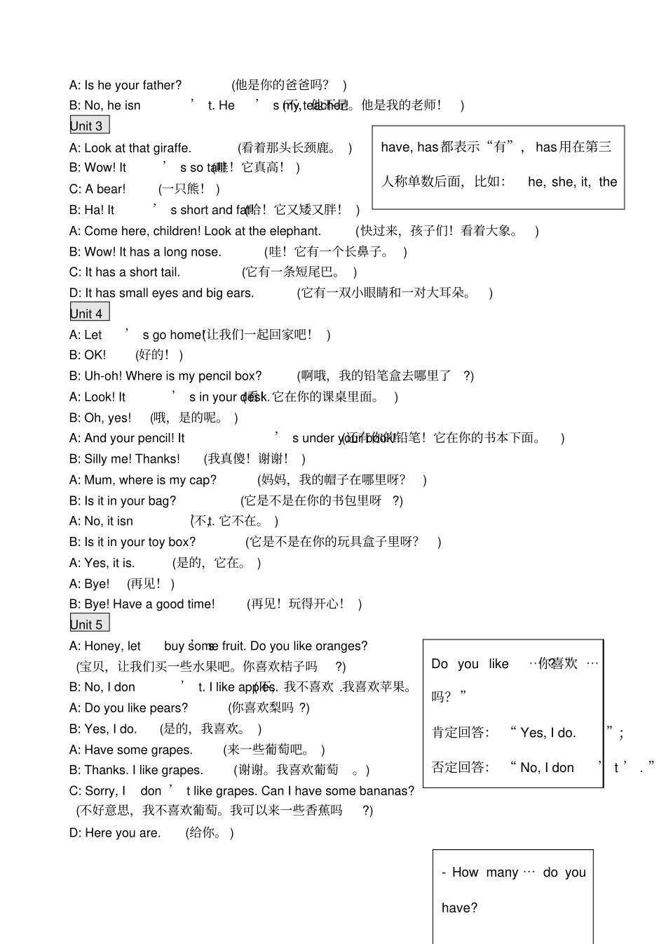 新PEP小学英语三年级下册总复习资料_第3页