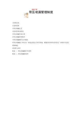 带压堵漏管理制度