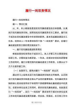 履行一岗双责情况