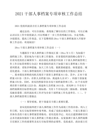 2021干部人事档案专项审核工作总结