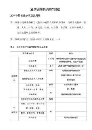 通信线路维护操作规程