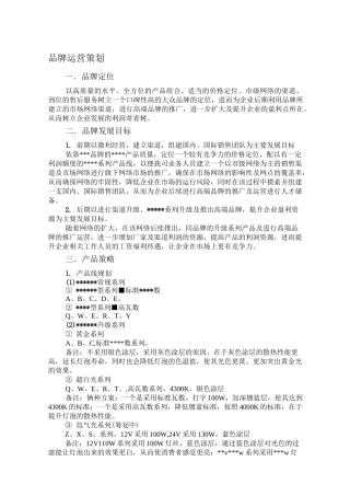 品牌运营策划书