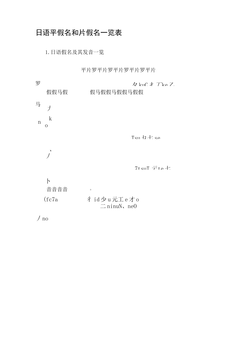 日语平假名和片假名一览表_第1页