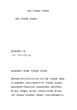 创建“平安校园”自评报告