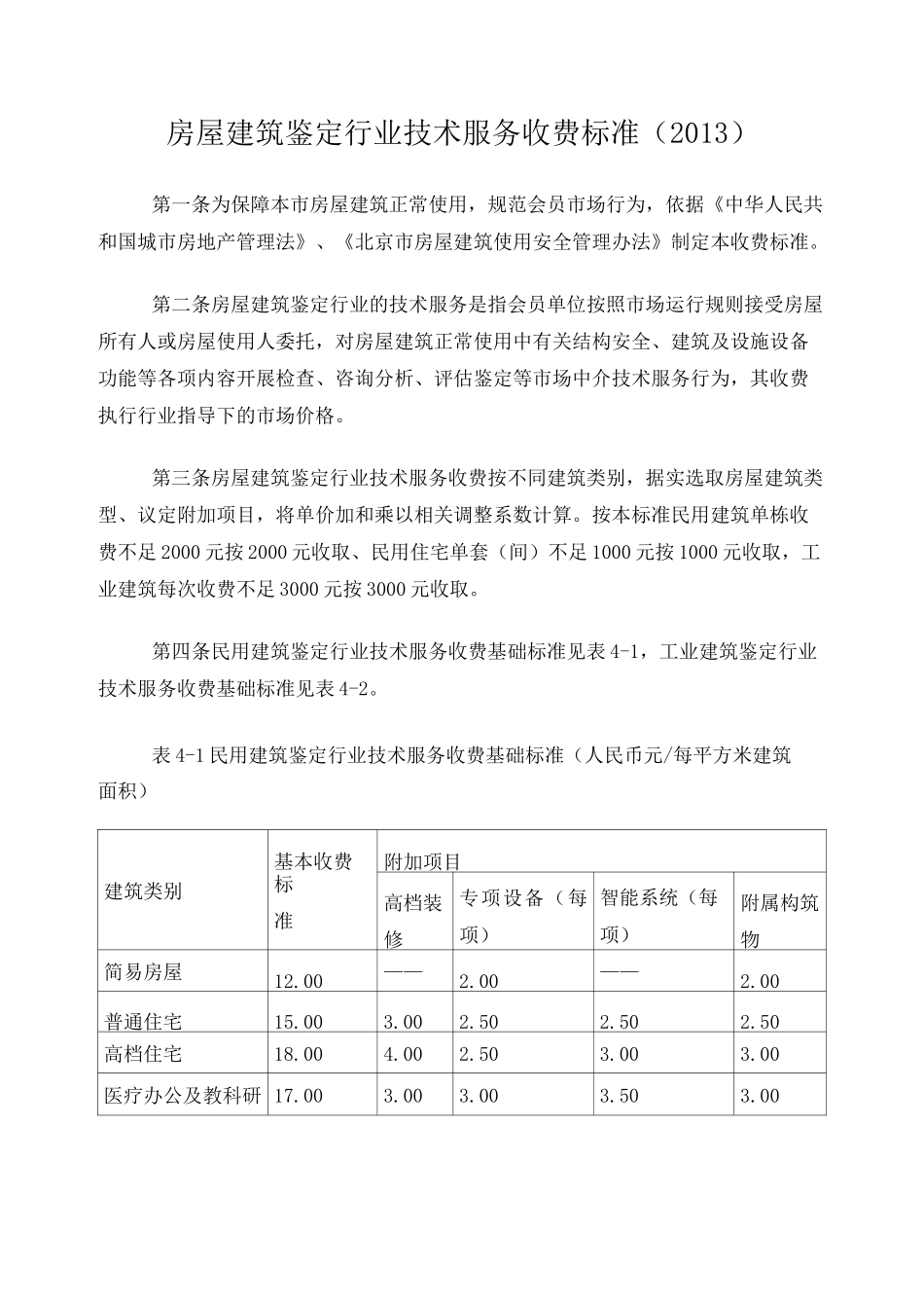 房屋建筑鉴定行业技术服务收费标准_第1页