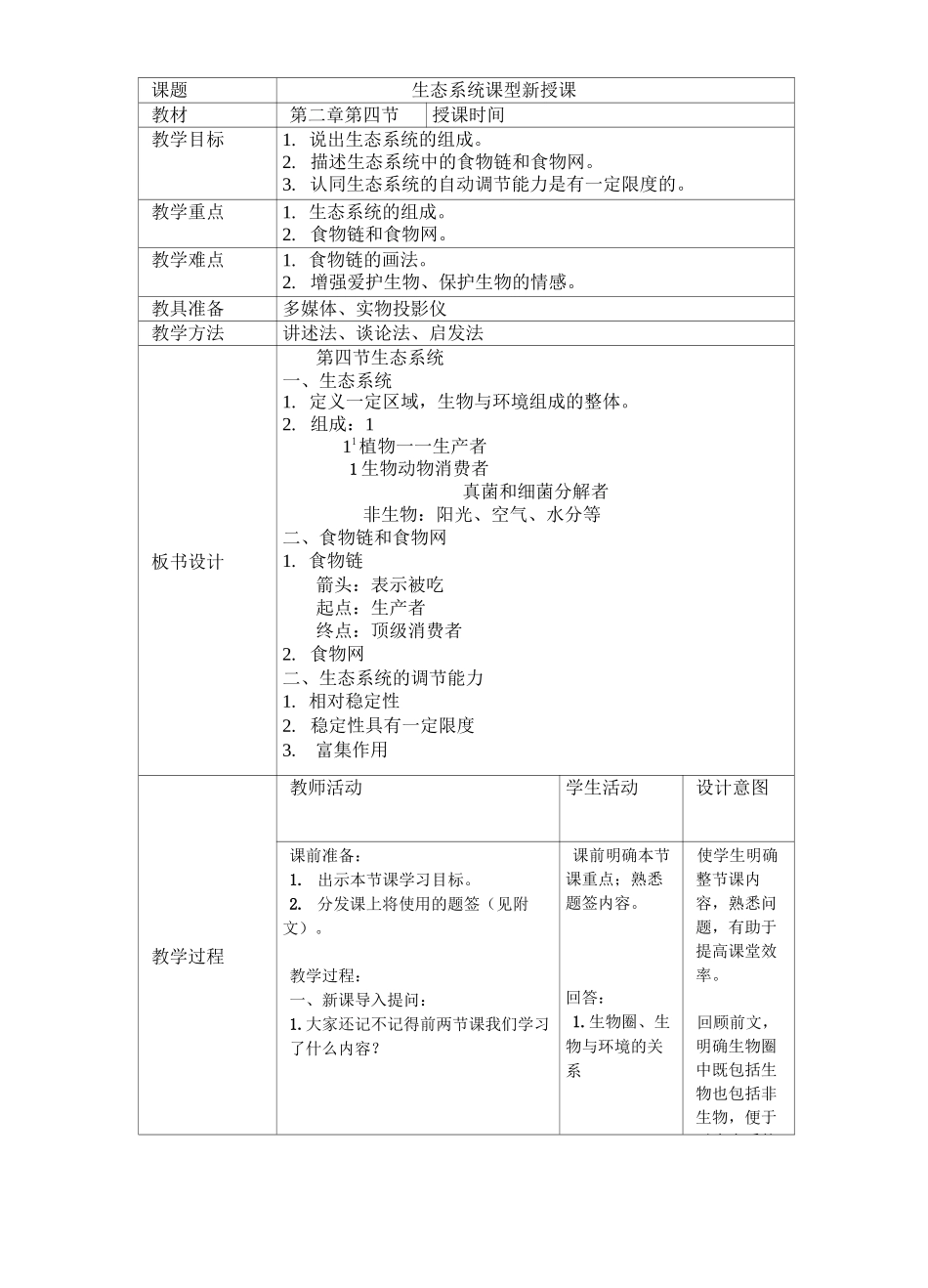 生态系统 教学设计_第1页