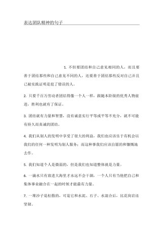 表达团队精神的句子
