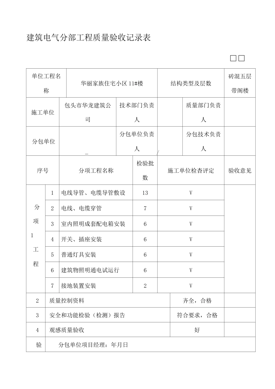 建筑电气分部工程质量验收记录表_第1页