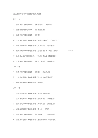 艺考必备纪录片片单