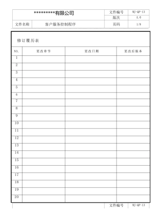 客户服务控制程序