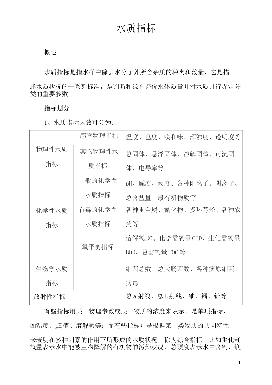 (完整版)水质指标_第1页