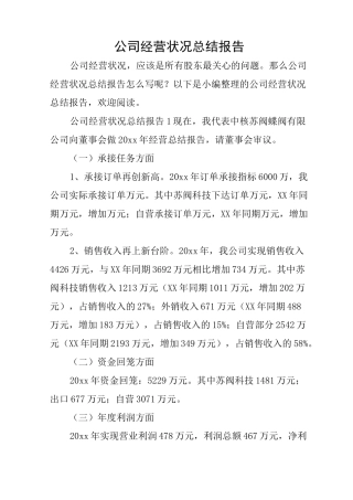 公司经营状况总结报告