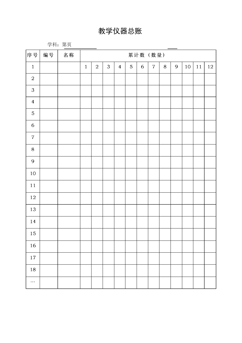 小学科学实验室表册_第1页