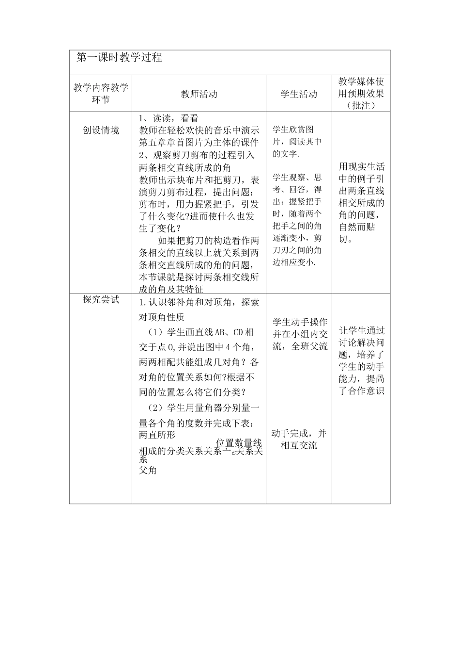 初中数学七年级《相交线》优秀教学设计_第3页