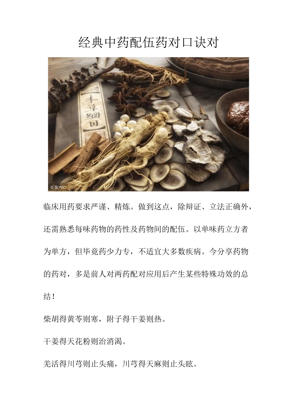 经典中药配伍药对口诀100对_第1页