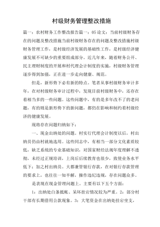 村级财务管理整改措施