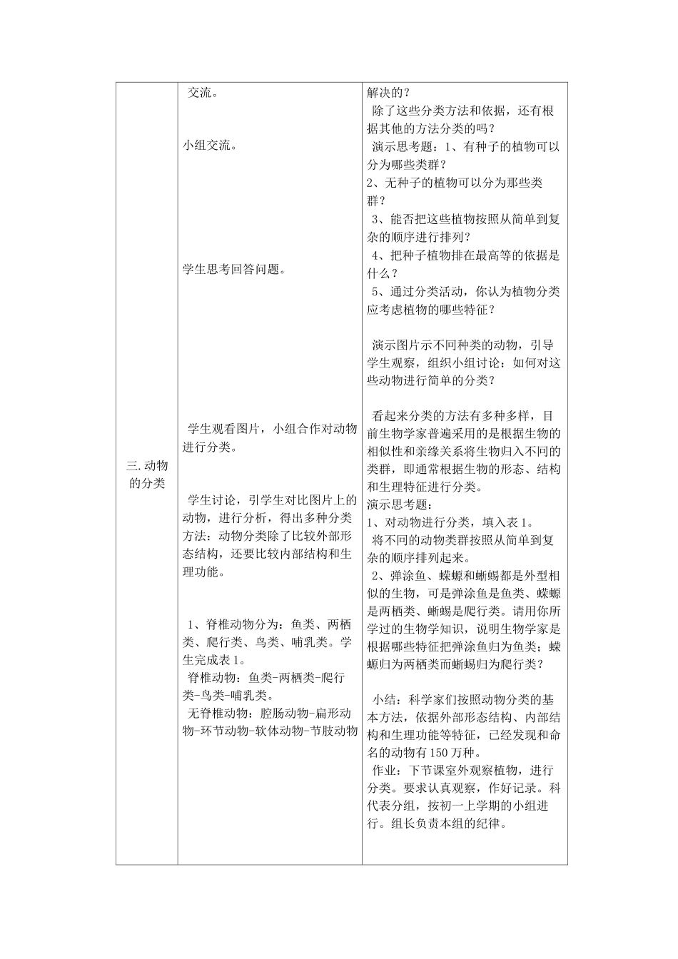 尝试对生物进行分类  生物优秀教学设计(教案)_第3页