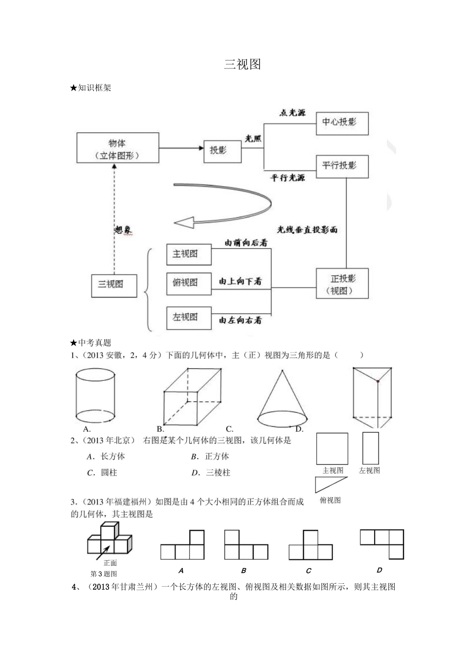 三视图中考试题整理_第1页