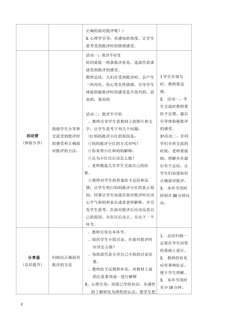 【心理健康教案】三年级 第八课 批评不可怕_第2页