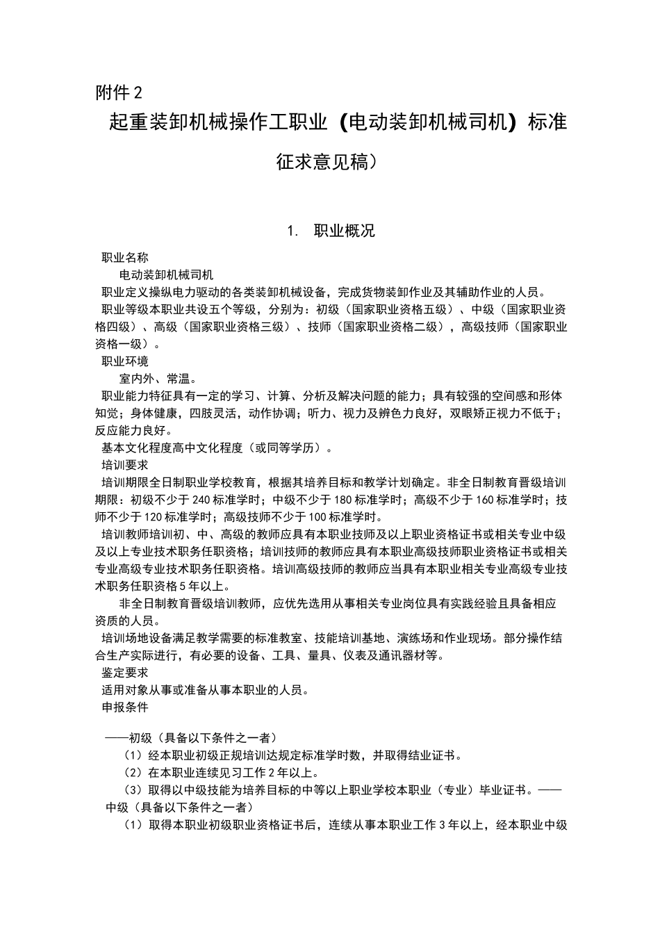 起重装卸机械操作工职业标准_第1页
