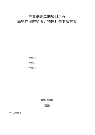 防坠落物体打击专项方案